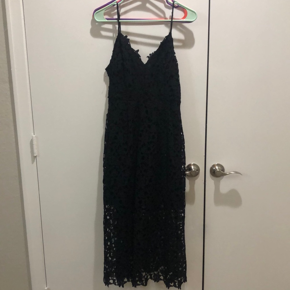 ASTR black lace a line midi dress Nordstrom